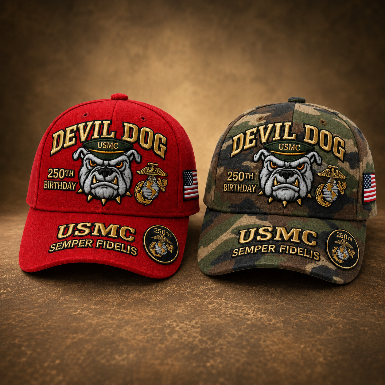 Handmade Devil Dog USMC 250th Birthday Commemorative Cap ๐บ๐ธ