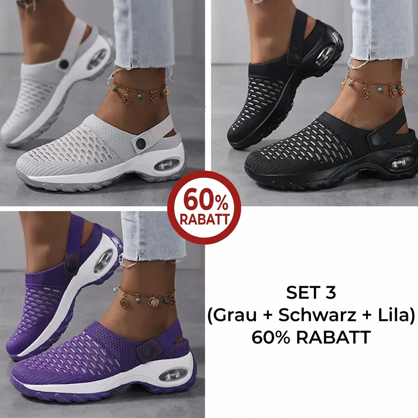 Orthopädische Clogs mit Luftkissen-Stütze zur Entlastung von Rücken und Knien