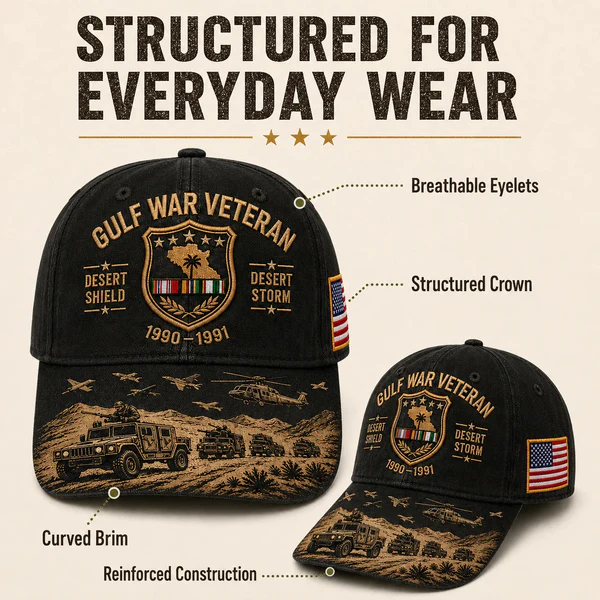 Desert Storm Veteran Commemorative Cap – Gulf War Desert Shield Veteran Hat