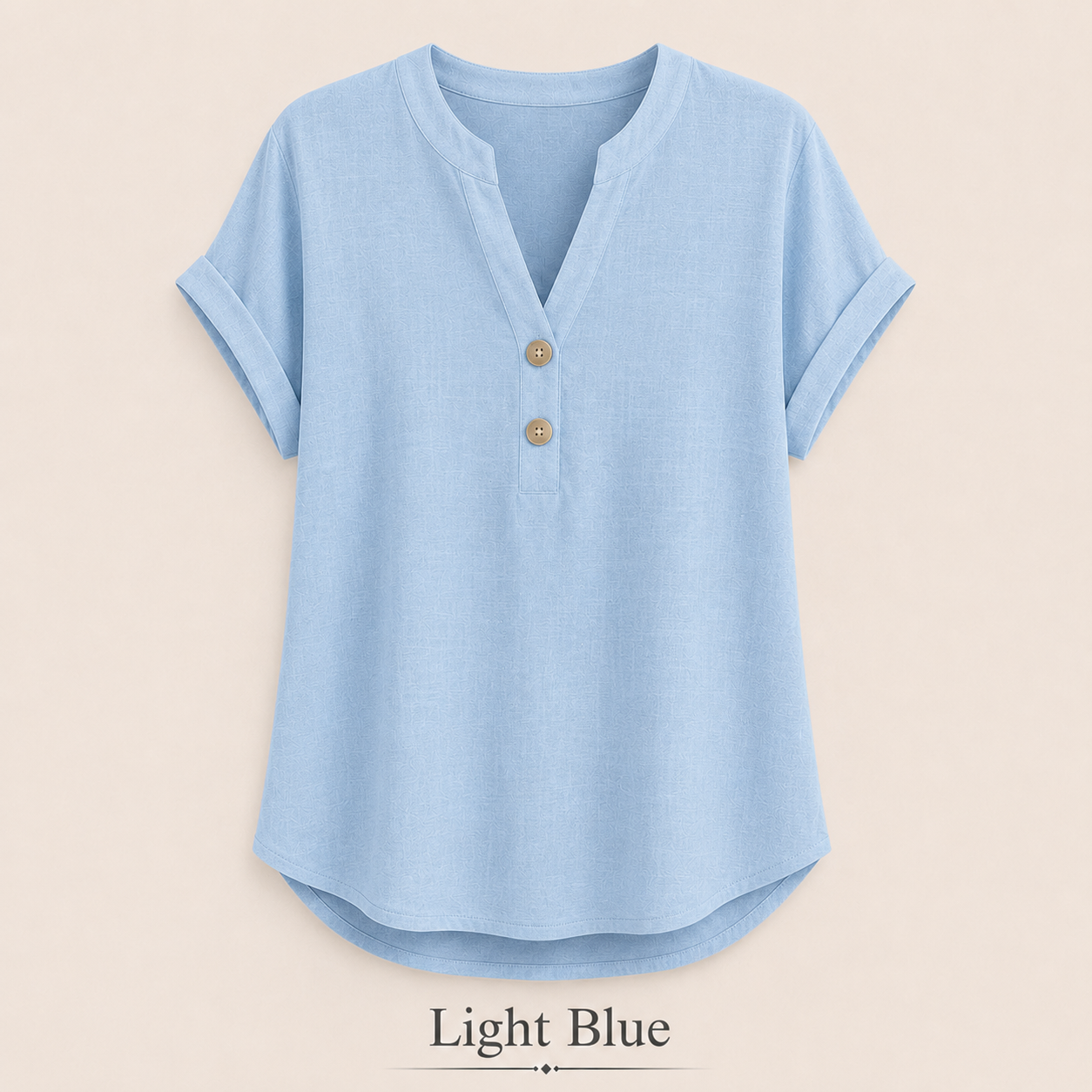 2026 Hot Style Women’s V-Neck Henley Top – Casual Loose Short Sleeve Dressy Blouse & Basic Tee