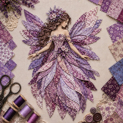 Premium Fairy Patchwork DIY Kit | High-Quality Layered Fabric with Floral Wings DIY Handmade Fantasy Wall Decor ✨