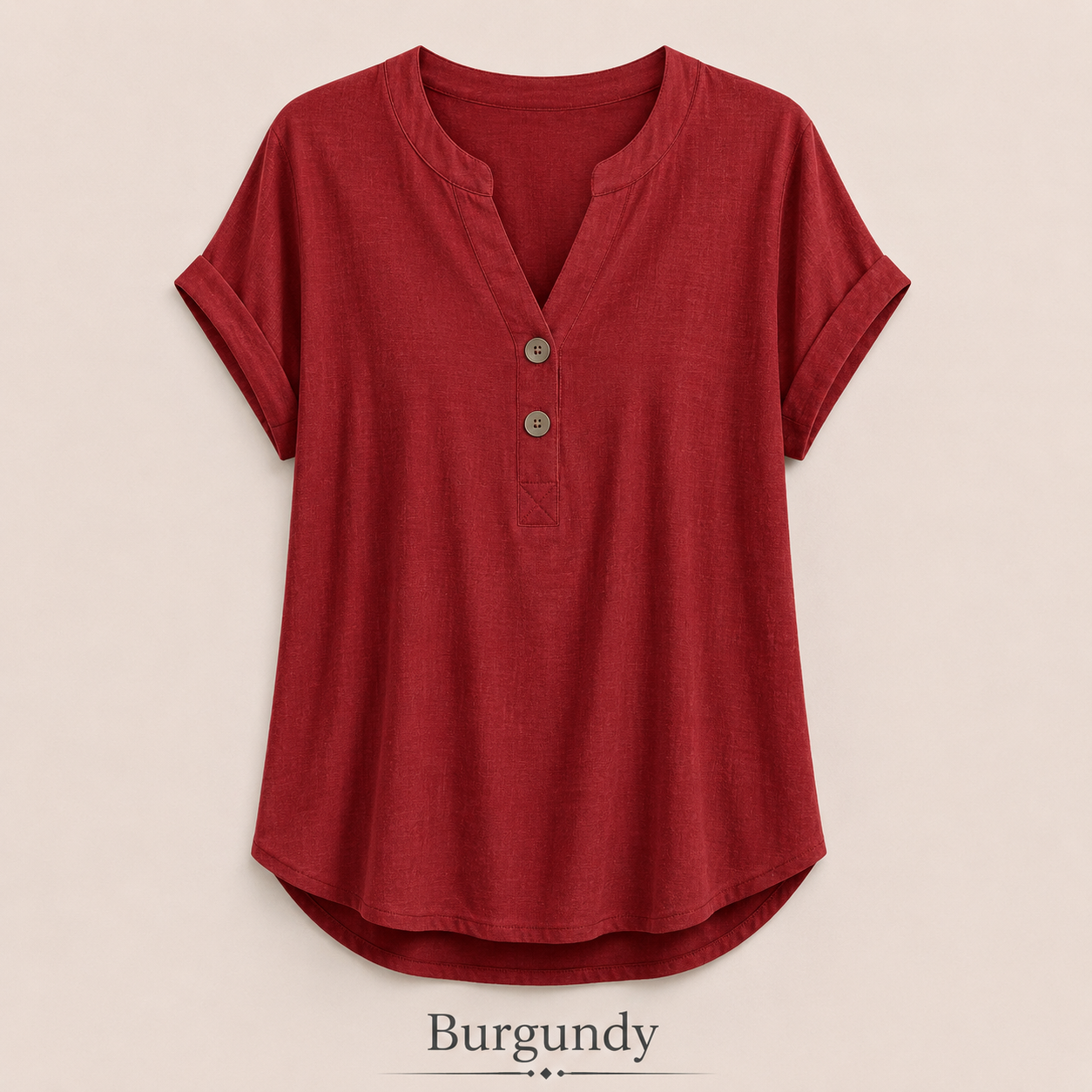 2026 Hot Style Women’s V-Neck Henley Top – Casual Loose Short Sleeve Dressy Blouse & Basic Tee
