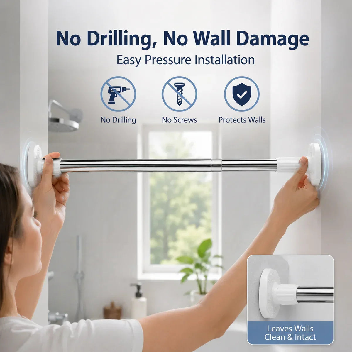 Drill-Free Adjustable Tension Rod – Expand Storage Without Wall Damage