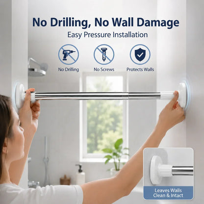 Drill-Free Adjustable Tension Rod – Expand Storage Without Wall Damage