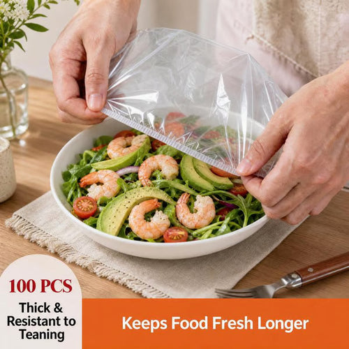 100Pcs Medium Reusable Elastic Plastic Bowl Covers - Kitchen Bread Proofing