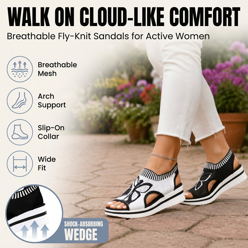Women's Breathable Knit Platform Wedge Sandals with Arch Support
