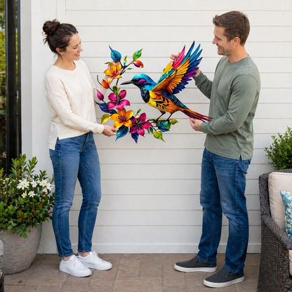 Hummingbird Bloom Metal Wall Art