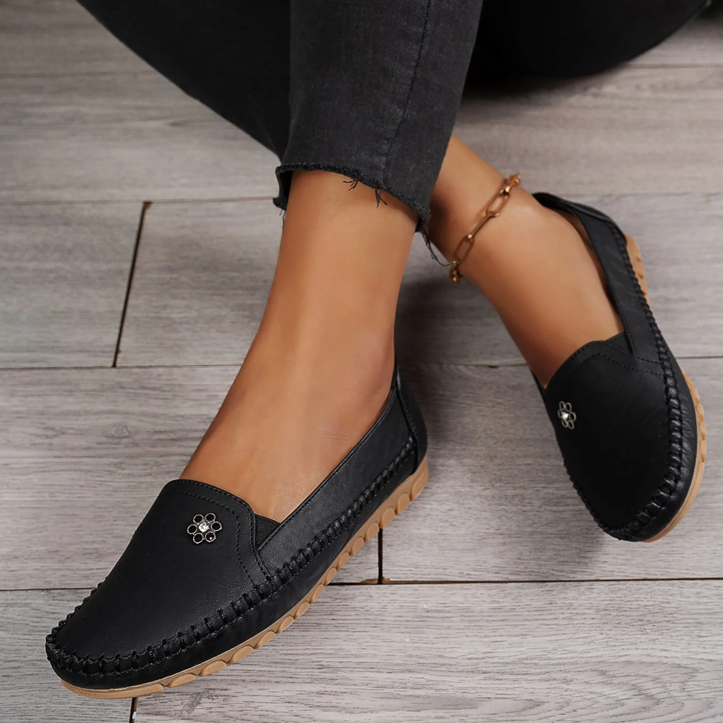Penny Loafers for Women – Comfy Orthopedic Slip-On Walking Shoes – Black