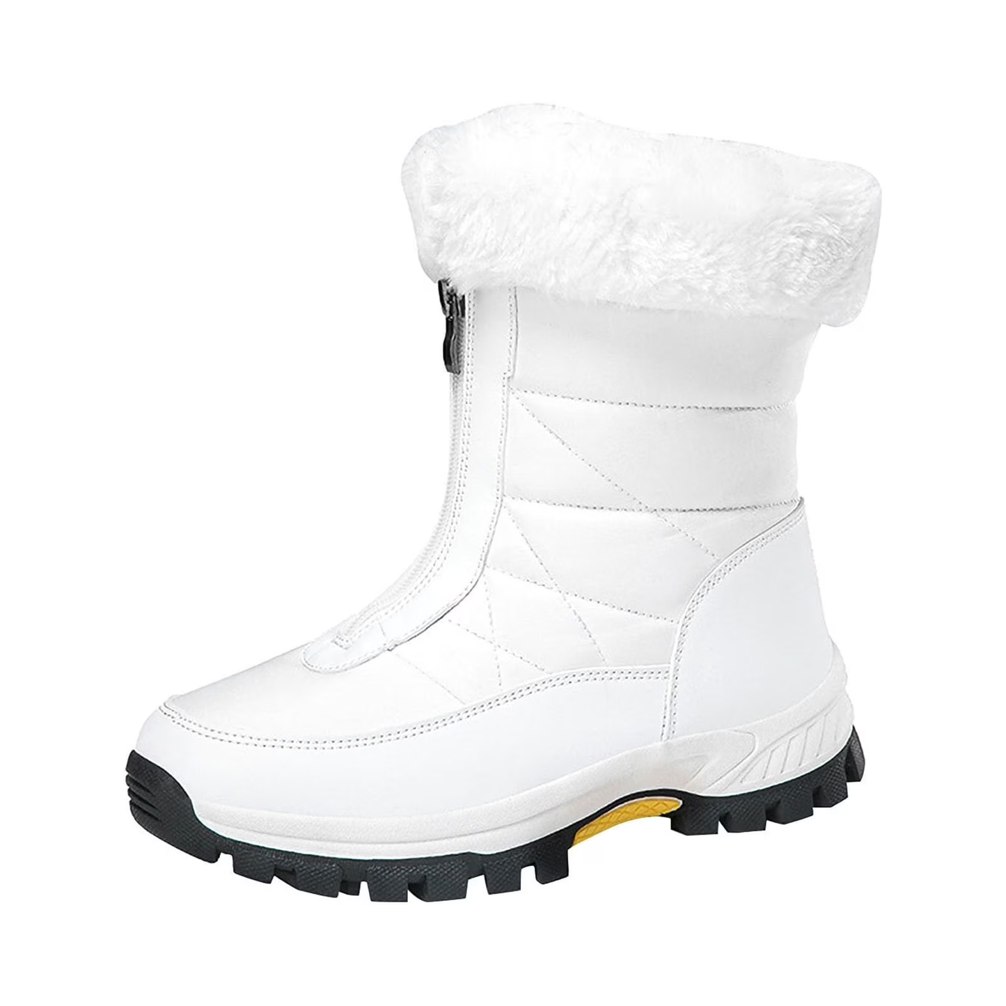 Women’s Waterproof Snow Boots – Plush Fleece Lined Mid-Calf Winter Boots – White