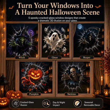 3D Crack Glass Spooky Decorations for a Haunted Halloween Scene