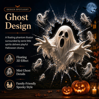 3D Crack Glass Spooky Decorations for a Haunted Halloween Scene