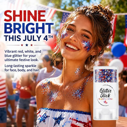 🦅4th of July Glitter Stick✨Red, White & Blue Body & Hair Sparkle.