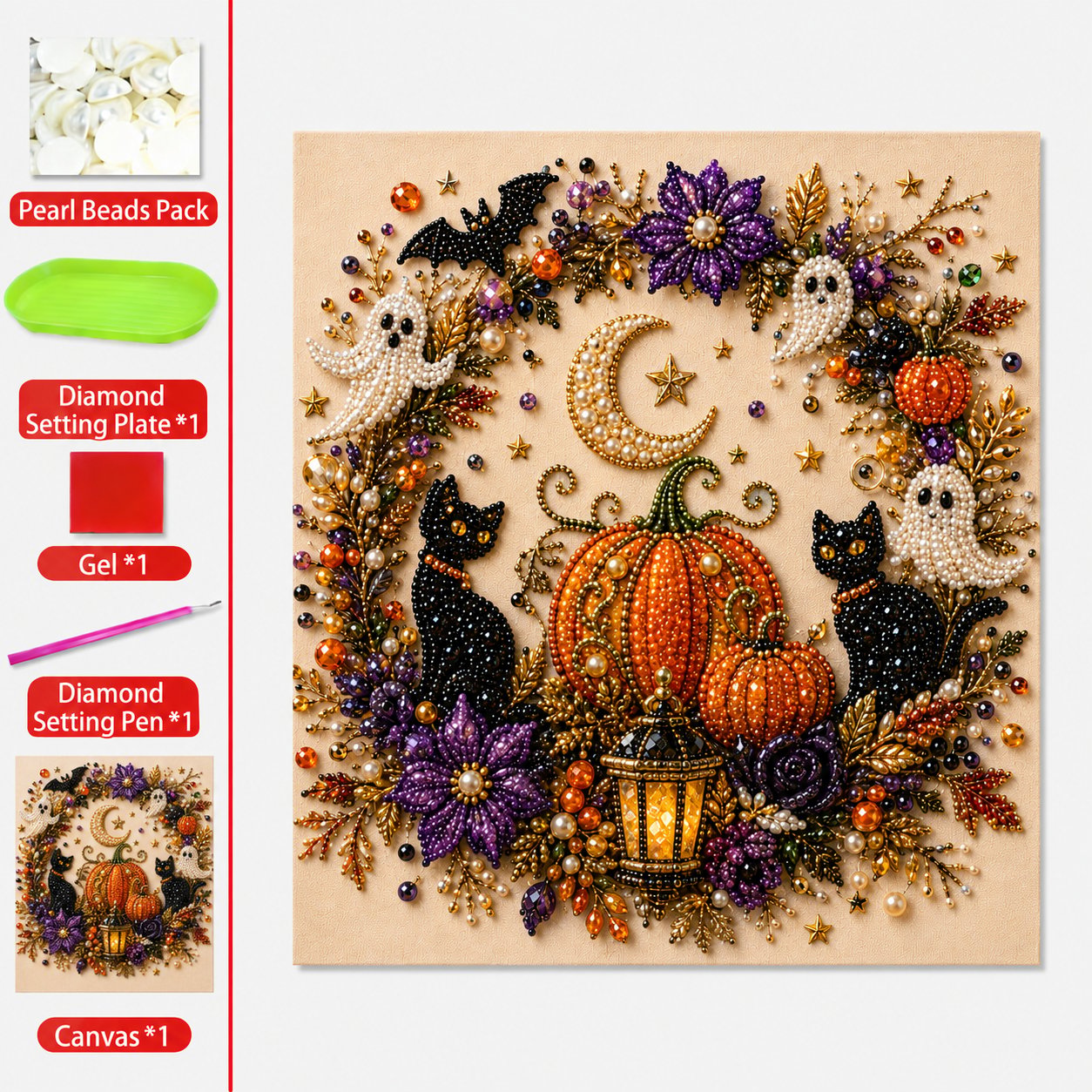 Halloween Pearl Art DIY Kit – Turn Tiny Pearls into Spooky-Cute Magic