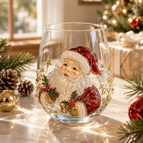 3D Christmas Glass Art Cup