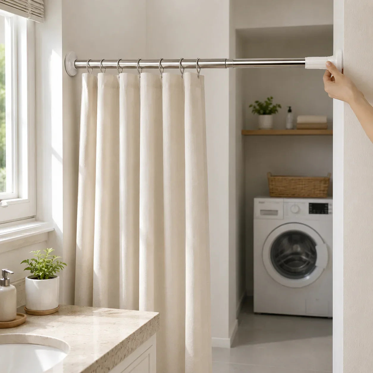 Drill-Free Adjustable Tension Rod – Expand Storage Without Wall Damage