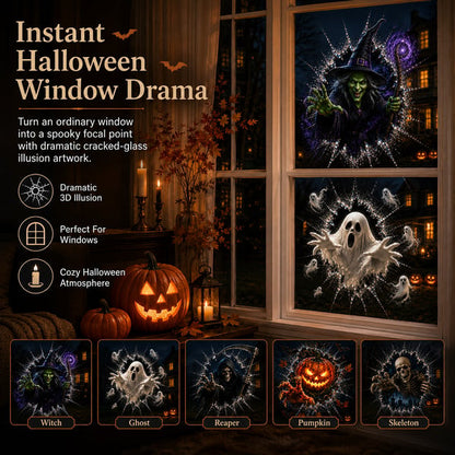 3D Crack Glass Spooky Decorations for a Haunted Halloween Scene