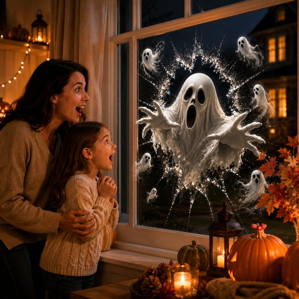 3D Crack Glass Spooky Decorations for a Haunted Halloween Scene