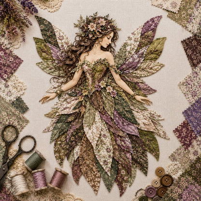 Premium Fairy Patchwork DIY Kit | High-Quality Layered Fabric with Floral Wings DIY Handmade Fantasy Wall Decor ✨