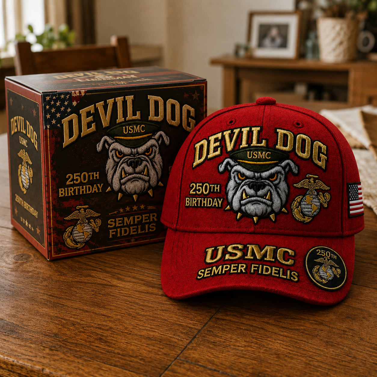 Handmade Devil Dog USMC 250th Birthday Commemorative Cap 🇺🇸