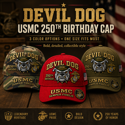 Handmade Devil Dog USMC 250th Birthday Commemorative Cap 🇺🇸