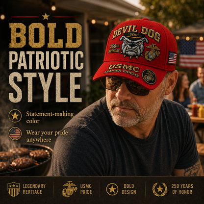 Handmade Devil Dog USMC 250th Birthday Commemorative Cap 🇺🇸