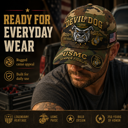 Handmade Devil Dog USMC 250th Birthday Commemorative Cap 🇺🇸