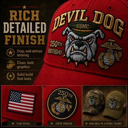 Handmade Devil Dog USMC 250th Birthday Commemorative Cap 🇺🇸