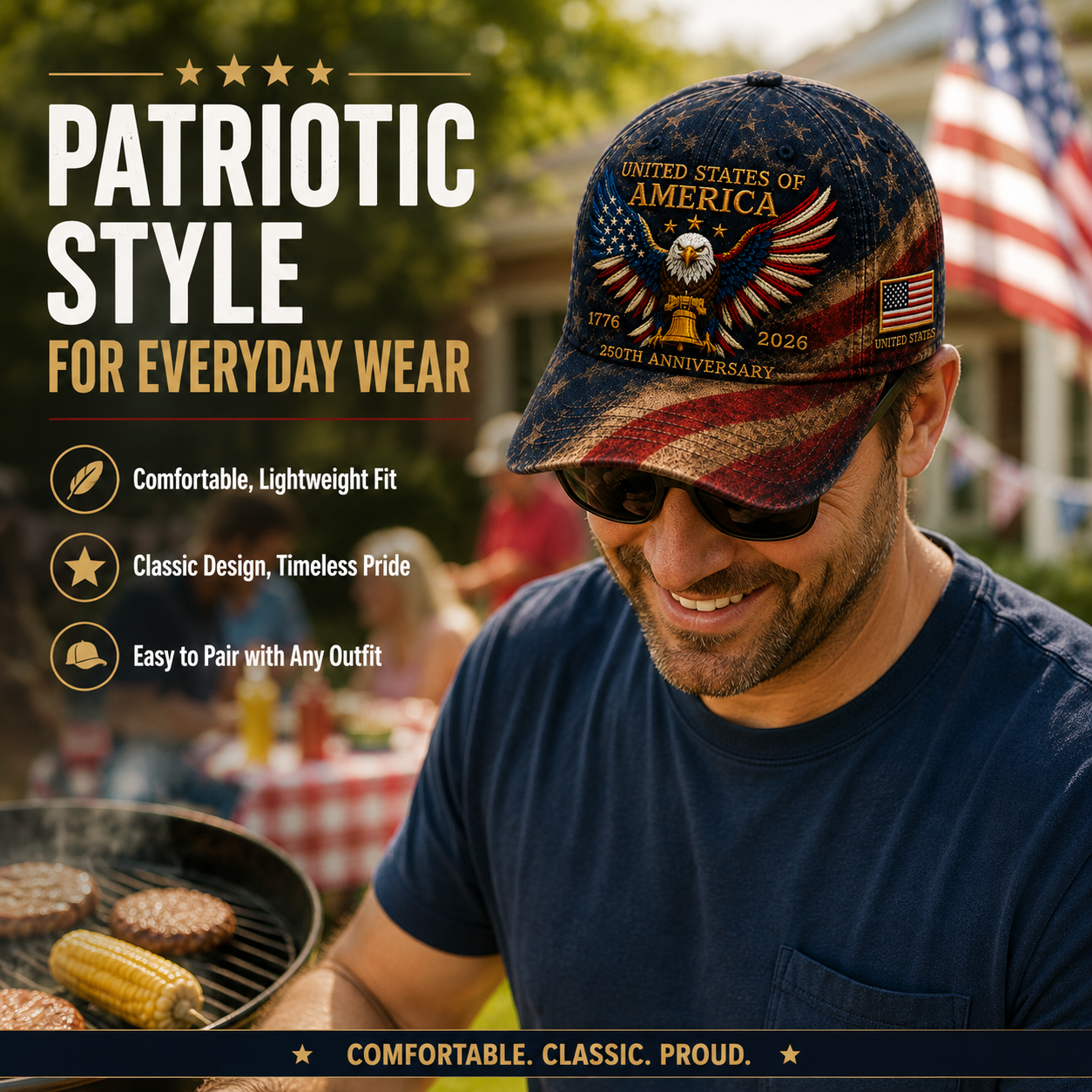 Patriotic Eagle Embroidered Cap