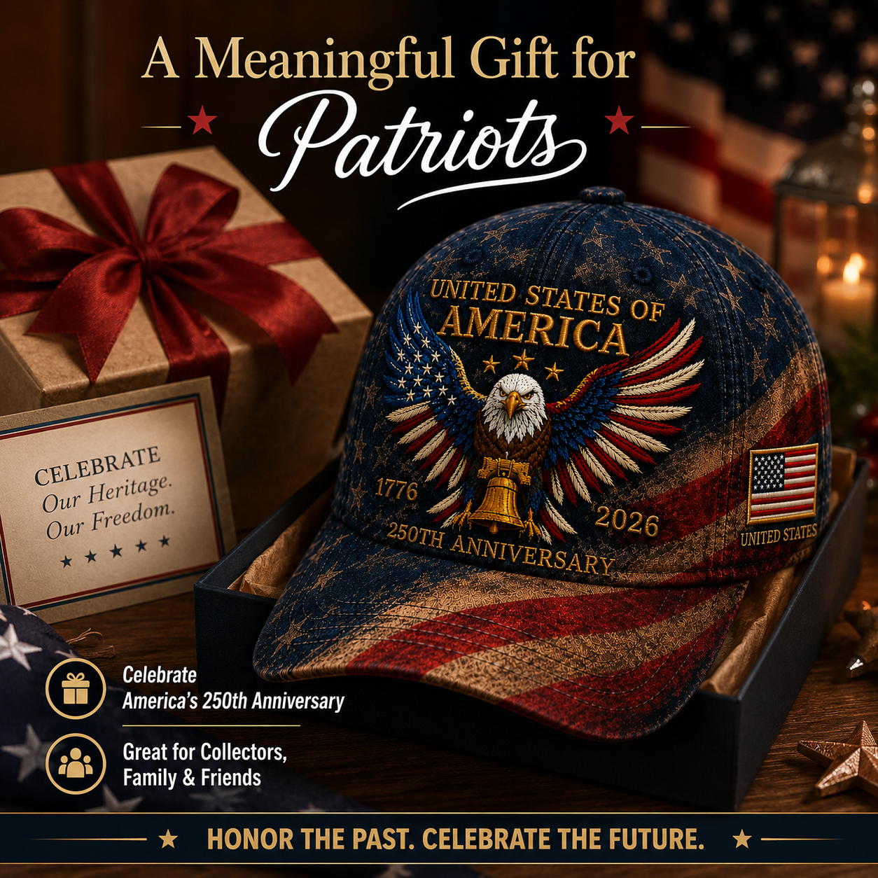 Patriotic Eagle Embroidered Cap