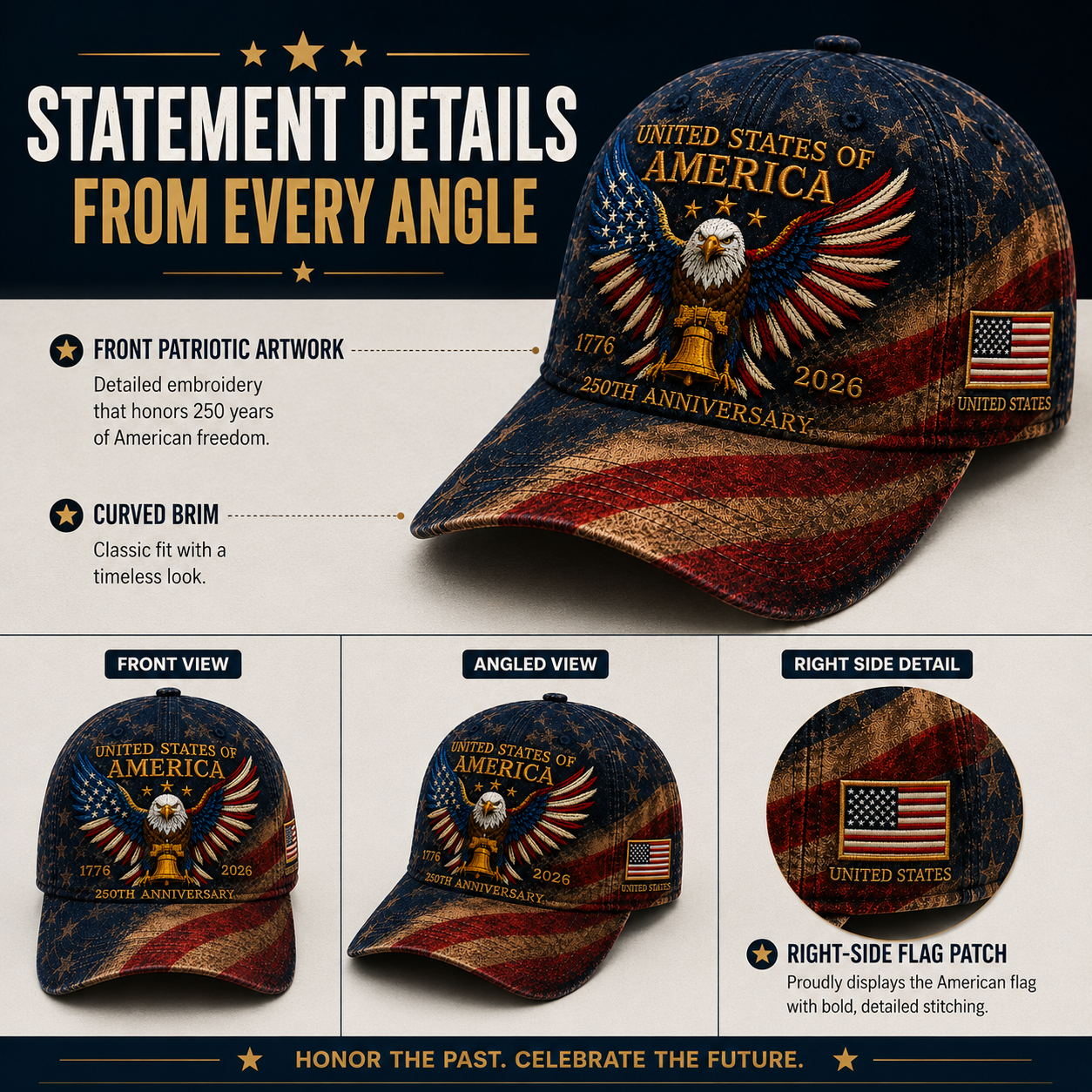 Patriotic Eagle Embroidered Cap