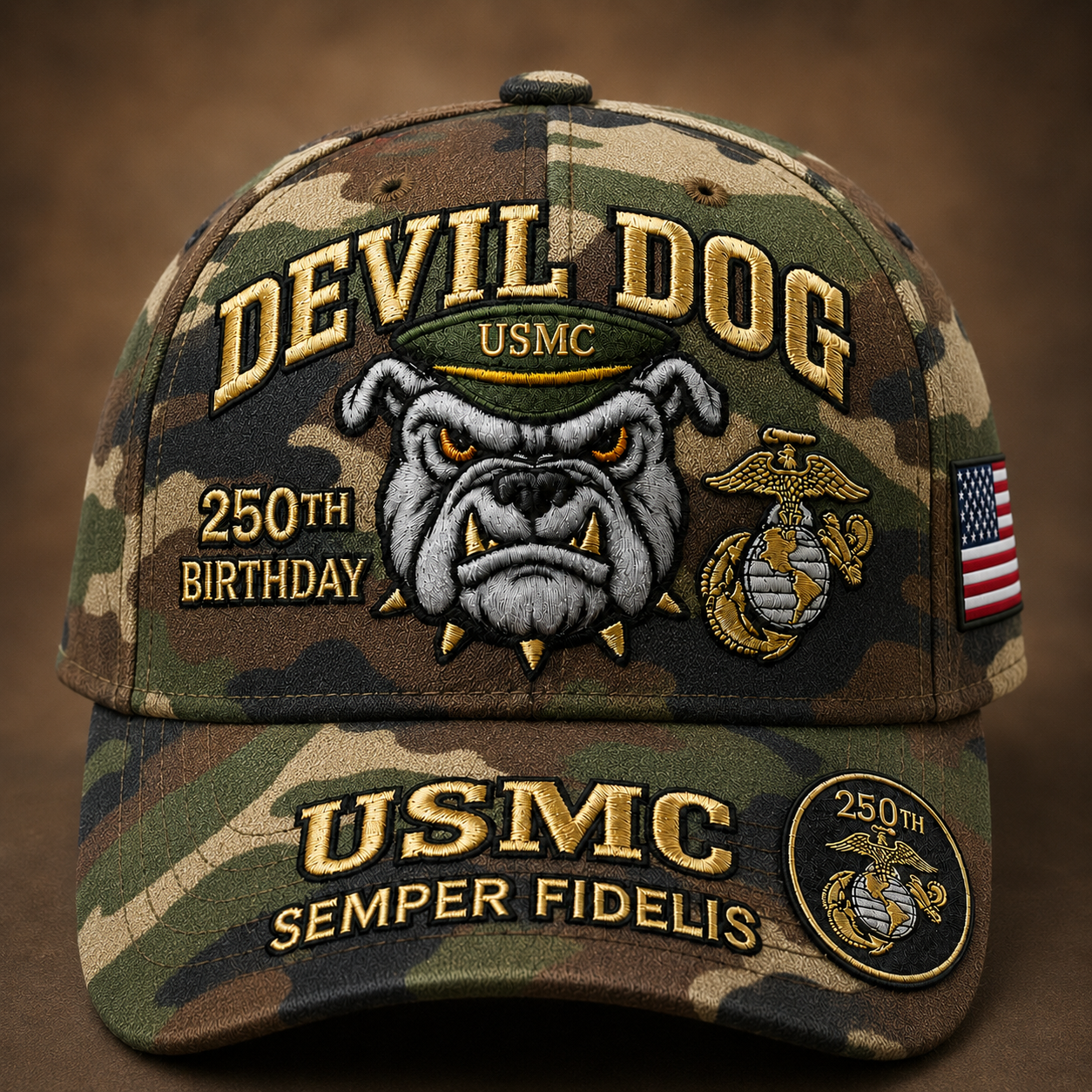 Handmade Devil Dog USMC 250th Birthday Commemorative Cap 🇺🇸
