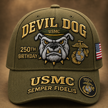 Handmade Devil Dog USMC 250th Birthday Commemorative Cap 🇺🇸