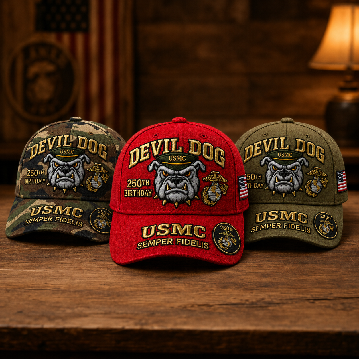 Handmade Devil Dog USMC 250th Birthday Commemorative Cap 🇺🇸