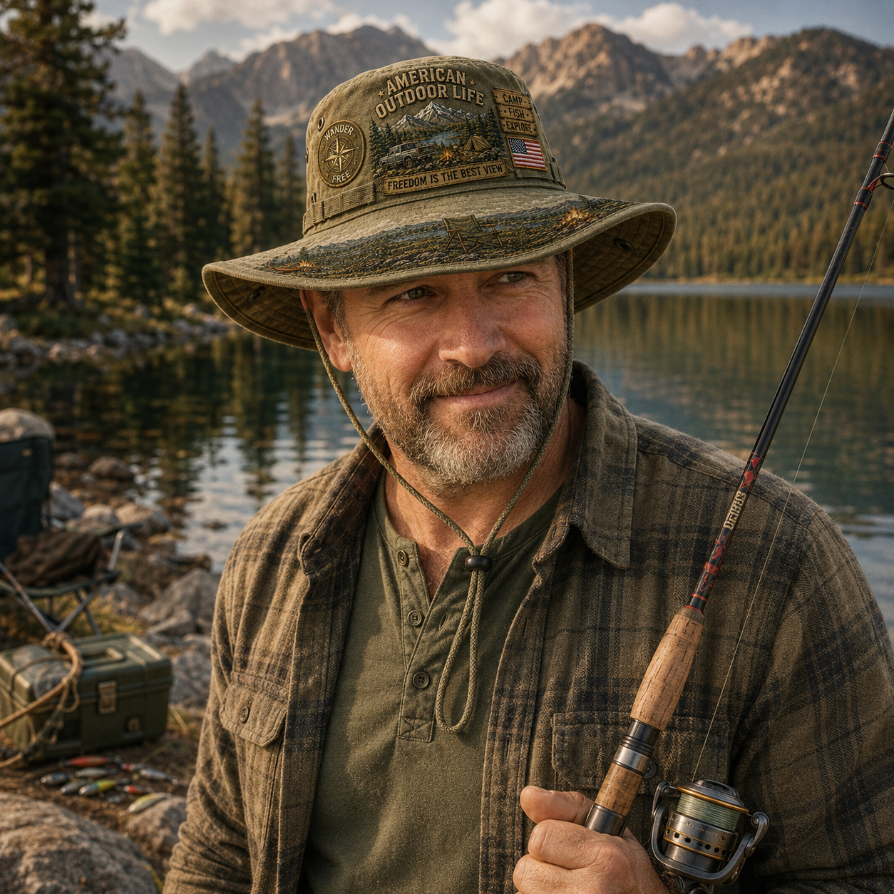 🌄🎣American Outdoor Life Vintage Boonie Hat – Camp, Fish & Explore