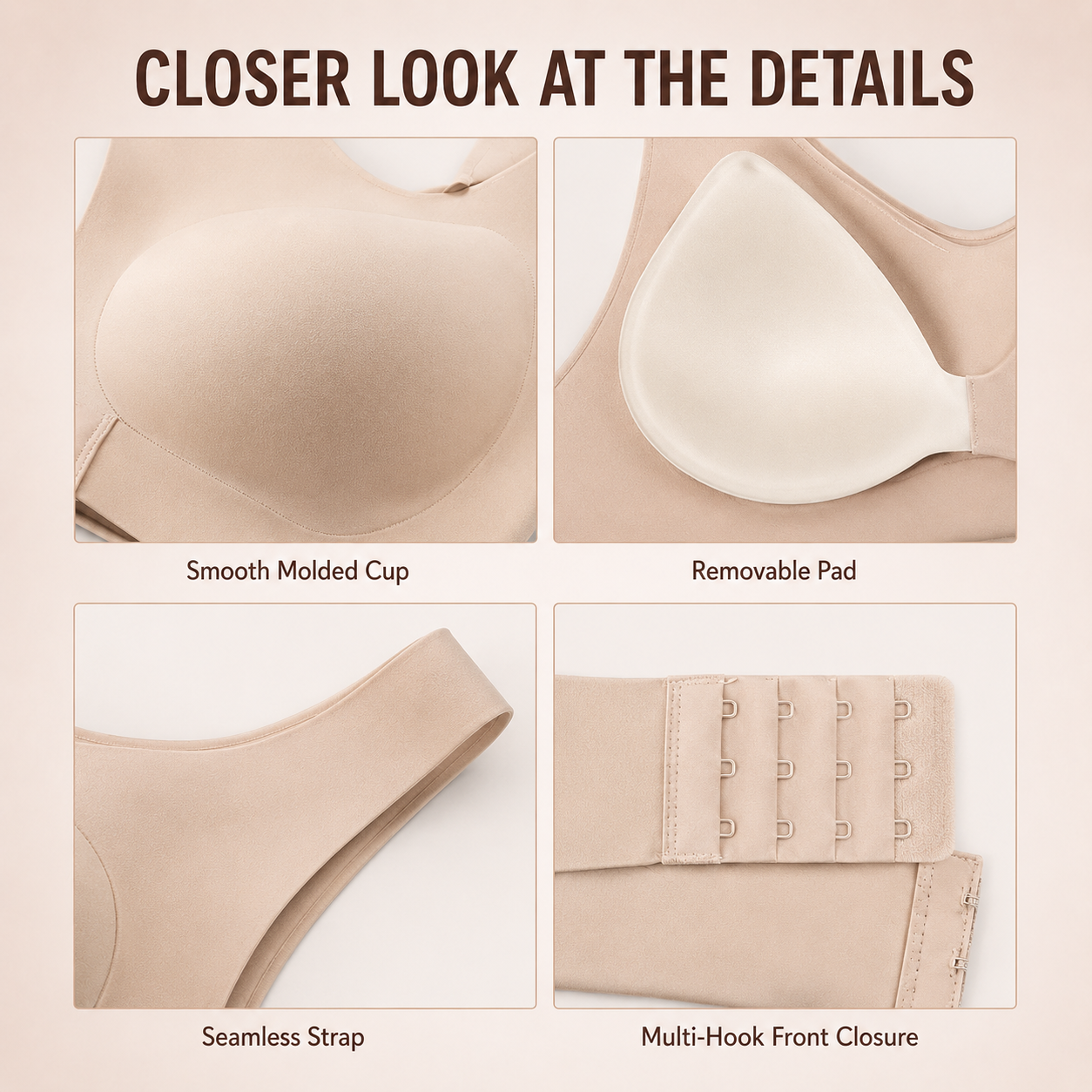 Front Closure Cross-Back Wireless Posture Bra