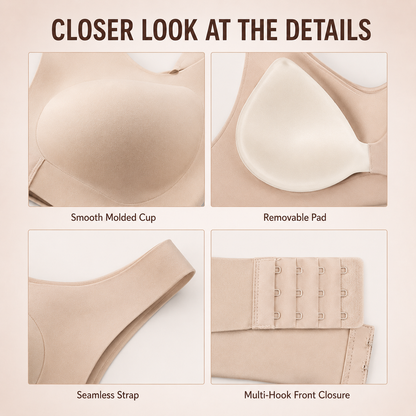 Front Closure Cross-Back Wireless Posture Bra