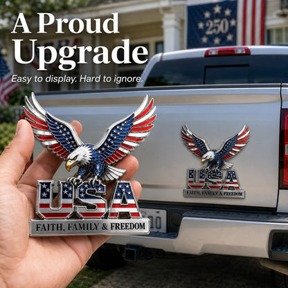 ★Handmade USA Faith, Family & Freedom★ Metal Car Emblem