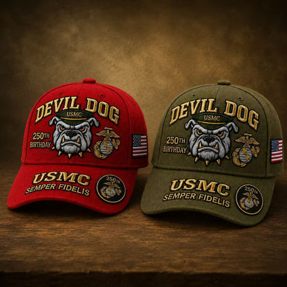 Handmade Devil Dog USMC 250th Birthday Commemorative Cap 🇺🇸