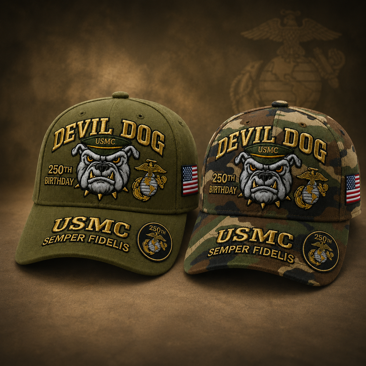 Handmade Devil Dog USMC 250th Birthday Commemorative Cap 🇺🇸