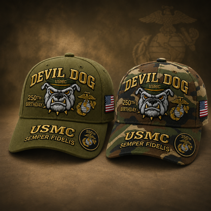 Handmade Devil Dog USMC 250th Birthday Commemorative Cap 🇺🇸