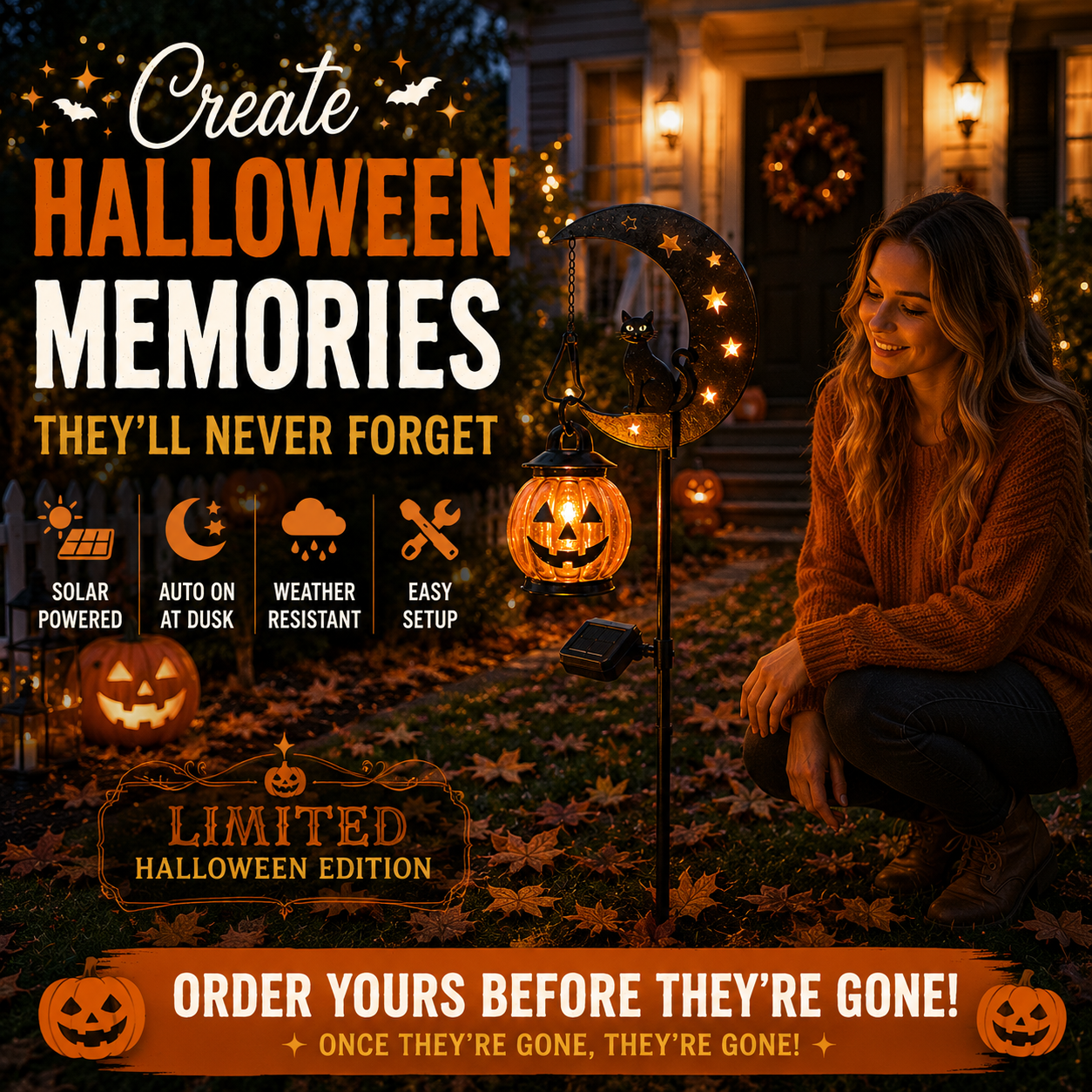 🎃 Halloween Early Bird Sale | 49% OFF Pumpkin Moon Garden Stake Light