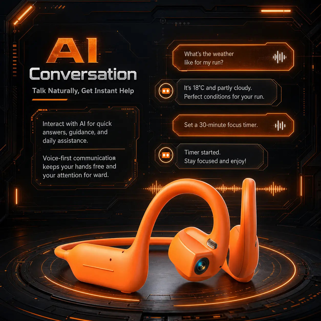 G206 On-Ear Wireless Bluetooth Headset - Audio Device with 8MP EIS Stabilized Camera, First-Person Perspective, Waterproof Headphones