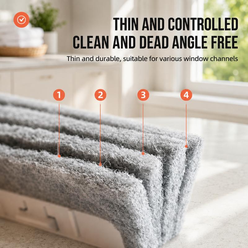 🧹 2-in-1 Window Track Cleaner With Deep Gap Brush & Scraper