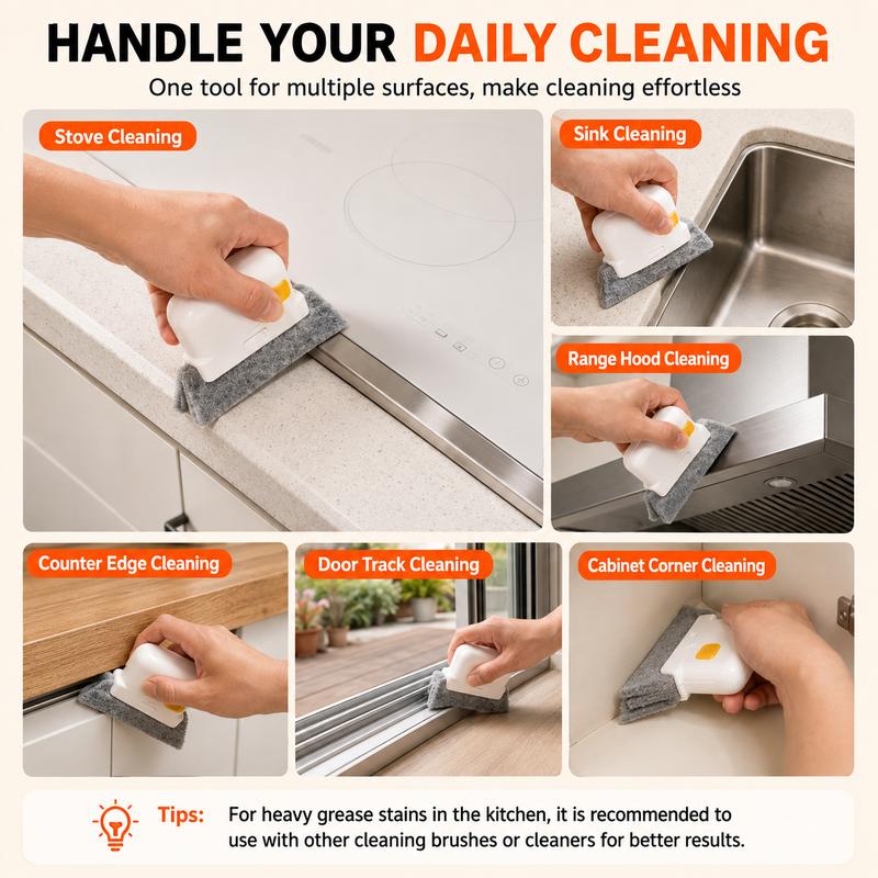 🧹 2-in-1 Window Track Cleaner With Deep Gap Brush & Scraper