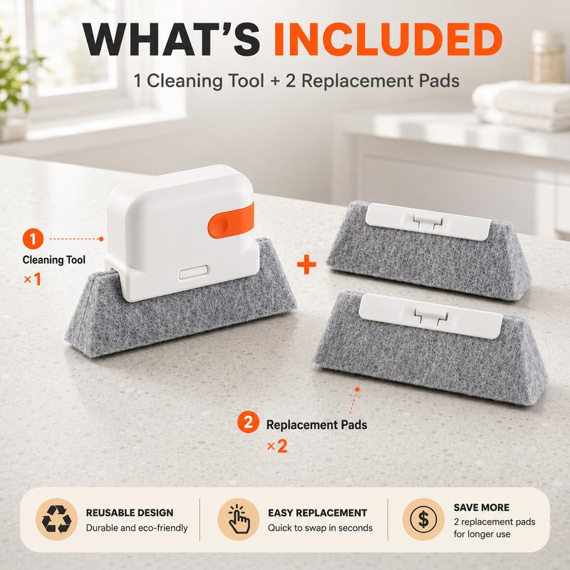 🧹 2-in-1 Window Track Cleaner With Deep Gap Brush & Scraper