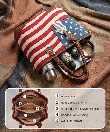 Vintage American Flag Tote Bag | Western Patriotic Handbag