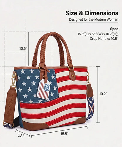Vintage American Flag Tote Bag | Western Patriotic Handbag