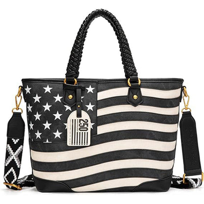 Vintage American Flag Tote Bag | Western Patriotic Handbag