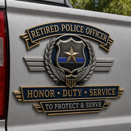 Buy More, Save More🔥 Retired Police Officer Honor Duty Service Metal Car Emblem