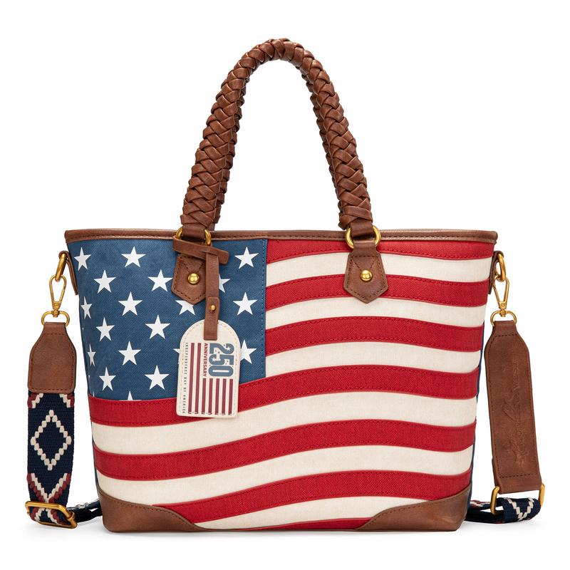 Vintage American Flag Tote Bag | Western Patriotic Handbag